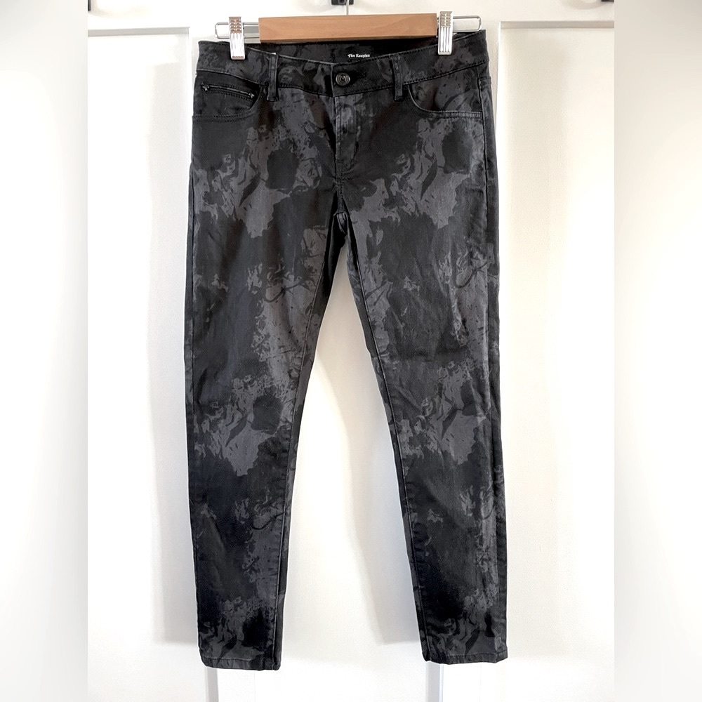 The Kooples Black and Gray Painted Denim Skinny Ankle Jeans- size 27